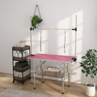 PawHut - Table de Toilettage pour Chien Réglable avec 2 Sangles de Sécurité - Rose-Panier en métal grillagé sous le plateau pour un rangement facile et pratique de vos outils, tandis que la grille empêche l'accumulation d'eau et de liquides pour une meilleure hygiène