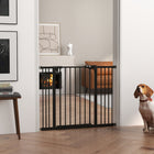 PawHut - Barrière pour animaux de compagnie de 74 à 100 cm de large avec porte, barrière pour chien d'intérieur pour escaliers-Fabriqué en métal traité par pulvérisation pour plus de solidité et de durabilité
