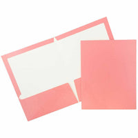 JAM Paper - Dossiers de présentation brillants laminés à deux pochettes - rose pâle - Paquet de 6-Couleur rose