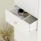 HOMCOM - Armoire de rangement haute et mince pour salle de bain avec portes - grain de bois blanc-Kit anti-basculement inclus pour plus de sécurité et de tranquillité d'esprit 