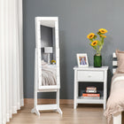 HOMCOM - Armoire à bijoux éclairée avec miroir et 16 leds - 14,25 po L x 11,75 po l x 53,5 po H - blanc-Ce miroir de rangement organise tous vos bijoux et essentiels de beauté de manière ordonnée 