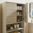 Modway - Render Grand Faux travertin Armoire de rangement pour linge in Travertin-Étagères ajustables