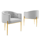 Modway - Savour Touffe Performance Velvet Chaises d’accent Ensemble de 2 - Gris clair-Chaises d’accent touffées - Ensemble de 2