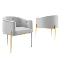 Modway - Savour Touffe Performance Velvet Chaises d’accent Ensemble de 2 - Gris clair-Chaises d’accent touffées - Ensemble de 2