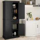 HOMCOM - Armoire de cuisine haute 72 po avec portes de grange - noir-L’étagère à 5 niveaux dans deux armoires et un tiroir assure un espace de rangement ample 