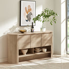 Modway - Duval Ovale de 62 pouces Buffet - Chêne clair-Trois portes à fermeture douce