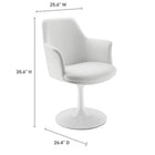 Modway - Lippa Salle à manger pivotante Cuir végane Fauteuil - Blanc blanc-Fauteuil de salle à manger avec base de piédestal