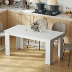 HOMCOM - Table à manger moderne 63 po avec effet bois - blanc-Couleur : Blanc 