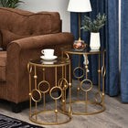 HOMCOM - Table basse ronde gigogne - or - ensemble de 2-Son design élégant et raffiné s’intègre parfaitement à tout espace moderne 