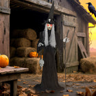 Outsunny - Décoration d'Halloween animée - sorcière animatronique - noir-Tête activée par le son avec des bras flexibles pour des sensations interactives 