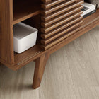 Modway - Render 46 po Meuble TV d’angle, Noyer-Construction durable en panneaux de particules