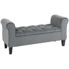 HOMCOM - Banc ottoman de rangement rembourré avec accoudoirs - gris-Le design capitonné apporte une touche de glamour d’antan à votre maison 