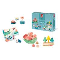 Janod - Coffret à jouets - 4 jouets - 24 mois-Ce coffret a été développé en collaboration avec un psychomotricien pour favoriser progressivement le développement psychomoteur de votre enfant et ses futures acquisitions de compétences.