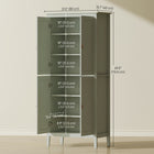 HOMCOM - Armoire de cuisine avec éclairage LED à capteur - vert-Finition élégante et solide avec poignées en cuir PU pour une touche moderne 
