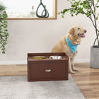 PawHut - Grandes gamelles pour chien surélevées avec rangement, support de gamelles surélevé - brun-Le tiroir intégré dans le support des gamelles surélevées permet de garder friandises et laisses organisées et à portée de main 
