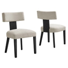 Modway - Nalani Tissu tapis Chaises de salle à manger Ensemble de 2 - Tissage à bruyère Ivoire noir-Ensemble de chaise de salle à manger