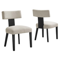 Modway - Nalani Tissu tapis Chaises de salle à manger Ensemble de 2 - Tissage à bruyère Ivoire noir-Ensemble de chaise de salle à manger