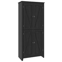 HOMCOM - Armoire de cuisine autoportante et buffet 72 po - noir-Les portes de style grange apportent un charme de ferme à votre cuisine 