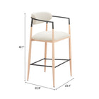 Zuo - Equinox Tabouret de bar - Gris huître/Naturel-6