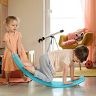 Qaba - Planche d’équilibre 32,3 po, jouet d’apprentissage préscolaire Montessori Waldorf, bleu-Améliore la posture et la force centrale des enfants, ainsi que leur coordination et leur sens visuel 