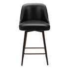 Zuo - Keppel Swivel Tabouret de comptoir - Noir/Bronze-Tissu en faux cuir doux et durable
