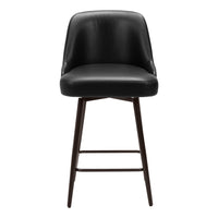 Zuo - Keppel Swivel Tabouret de comptoir - Noir/Bronze-Tissu en faux cuir doux et durable
