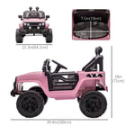 Aosom - camion jouet tout-terrain 12v pour enfants - rose-Phares fonctionnels, volant et klaxon 