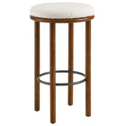 Modway - Fable Tissu Boucle Tabourets de bar - Ivoire de noyer - Ensemble de 2-Brancard métallique