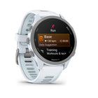 Garmin - Forerunner 170 Music - Whitestone avec bracelet Whitestone/Cloud Blue-Les fonctions d'entraînement avancées vous permettent de déterminer si vous êtes prêt à courir grâce à la préparation à l'entraînement, de savoir si vos séances sont productives grâce au statut d'entraînement, et de comprendre le bénéfice principal de vos séances grâce à l'effet d'entraînement