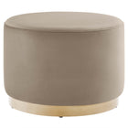 Modway - Tilden Grand velours rond de performance de 23" Rembourré Ottoman - Taupe Natural-Revêtement en velours de performance
