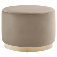 Modway - Tilden Grand velours rond de performance de 23" Rembourré Ottoman - Taupe Natural-Revêtement en velours de performance