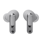 JBL - Live Beam 3 Écouteurs intra sur tige sans fil avec réduction de bruit - Argent-Profitez de 12 heures d’autonomie et de 36 heures supplémentaires dans l’étui de recharge.* Vous avez besoin de recharger vos écouteurs plus rapidement ? Branchez-les 10 minutes avec un câble de charge USB-C pour obtenir quatre heures d’autonomie supplémentaires. Vous pouvez également les recharger sans fil. (*avec RBA désactivée)