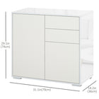 HOMCOM - Buffet latéral à haute brillance 31,1 po L avec 2 tiroirs - blanc-Étagères réglables dans les deux armoires pour un espace de rangement personnalisé 