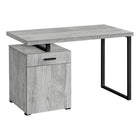 Monarch Specialties - 7763 Bureau 48 po L - Gris Orientation Gauche Ou Droite-Bureau d'ordinateur moderne fini faux bois gris avec 1 tiroir, 1 armoire de rangement et dessus flottant