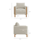 Modway - Hawken Tissu Boucle Fauteuil d’accent - Hêtre parchemin-Tissu Boucle brossé