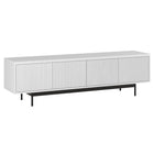 Hudson&Canal - Meuble TV Whitman pour téléviseurs jusqu'à 75" - Blanc-Comprend quatre portes avec des armoires de rangement à aire ouverte