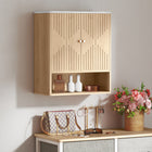 HOMCOM - Armoire murale de salle de bain avec étagère réglable, étagère ouverte et dessus effet marbre - chêne-Fabriqué en MDF robuste, assurant une utilisation durable et une grande stabilité