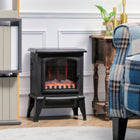 HOMCOM - Foyer électrique 750/1500 W, noir-Simulation de flammes et braises d'un grand réalisme pour plus de convivialité 