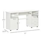 HOMCOM - Bureau d'ordinateur avec tiroirs - 57,1 po L x 19,7 po l x 29,5 po H - blanc-La serrure sur le tiroir supérieur assure la sécurité des objets 