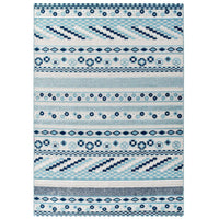 Modway - Reflect Cadhla Treillis Géométrique Abstrait Vintage Tapis intérieur et extérieur de 8 pi l x 10 pi L - Ivoire et bleu-Tapis à treillis géométrique abstrait