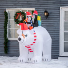HOMCOM - Décoration de Noël de 7ft avec ours polaire et deux pingouins décoration gonflable - Blanc-8 groupes de lumières LED blanches apportent un effet vibrant et améliorent la visibilité la nuit 