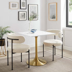 Modway - Lippa 28 po Carré Bois Table à manger, Or Blanc-Plateau de table en MDF laqué