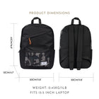 Habitu Sac à dos pour ordinateur portable de voyage - Camouflage Noir-Poches Multiples: Il dispose d'une fente rembourrée pouvant contenir un ordinateur portable de 15,5 pouces, ainsi que de poches extérieures et intérieures pour garder vos nombreux objets essentiels organisés. Deux poches latérales pour une bouteille d'eau et un parapluie compact permettent d'organiser vos articles