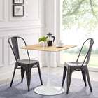 Modway - Lippa 28 po Carré Bois Table à manger, Blanc Naturel-Socle métallique résistant aux éclats