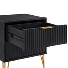 Manhattan Comfort - Table de nuit moderne DUMBO 20,07" à 2 tiroirs - Noir-Pieds évasés en métal doré élégants ajoutant une touche de design mode et de durabilité