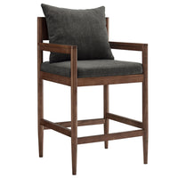 Modway - Remington Tabouret de comptoir - Charbon de bois-Cadre en bois massif d’orme
