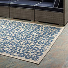 Modway - Ariana Treillis floraux vintage à l’intérieur et à l’extérieur Tapis de 5 pi l x 8 pi L - Bleu et beige-Dessous en caoutchouc de prise