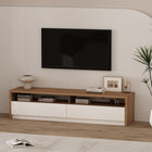 Manhattan Comfort - Meuble TV moderne Duncan 70 po - Érable et blanc cassé-Comprend 2 tiroirs à extension totale pour rangement dissimulé et 2 étagères ouvertes