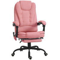 Vinsetto - Fauteuil de massage vibrant à 7 points avec repose-pieds et roulettes pivotantes - rose-7 points de massage par vibration pour détendre votre corps