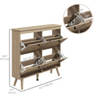 HOMCOM - Armoire à chaussures étroite avec 4 tiroirs basculants - chêne-Pieds surélevés en bois de pin pour un nettoyage facile et pour garder les chaussures au sec 